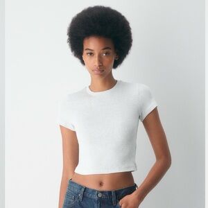 Wilfred Free Homestretch Ribbed Crewneck Tee in Heather White